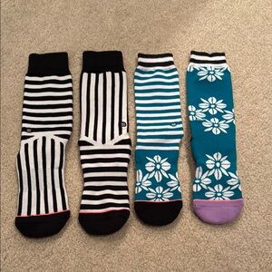 Stance Turquoise and Black Patterned Crew Socks Set of 2